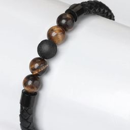 MEENAZ Unisex Leather Silver-Plated Artificial Beads Beaded Kada Bracelet-image-96