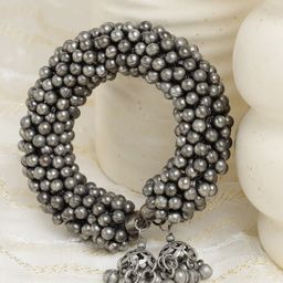 Moedbuille Women Oxidised Silver-Plated Stone Studded Bangle-Style Bracelet-image-26