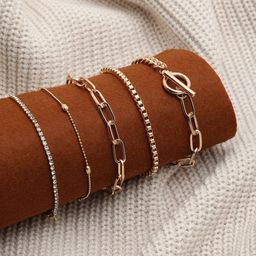 SOHI Women Set Of 5 Gold-Plated Link Bracelet-image-72