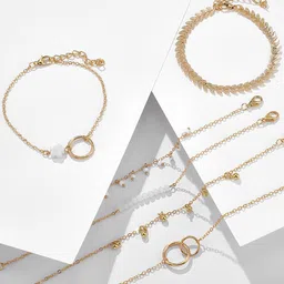 Jewels Galaxy Women Set of 6 Gold-Plated Charm Bracelet-15