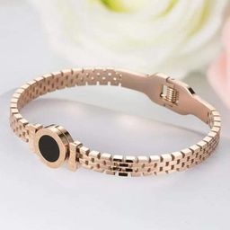 MEENAZ Stainless Steel American Diamond Studded Rose Gold-Plated Kada Bracelet-image-66