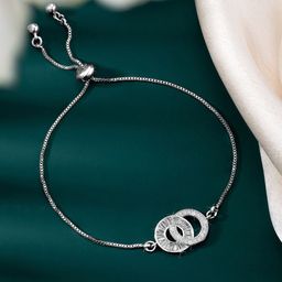 Peora Cubic Zirconia Silver Plated Wraparound Bracelet-61