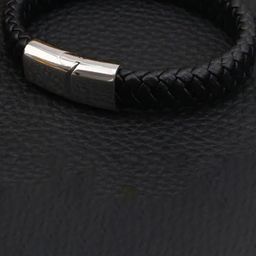 MEENAZ Men Leather Silver Plated Kada Bracelet-image-87