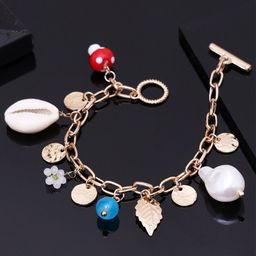 VOGUE PANASH Women Gold Toned & White Beaded Gold-Plated Charm Bracelets-image-85