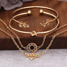 Jewels Galaxy Women Set of 4 Gold-Plated Link Bracelet-32