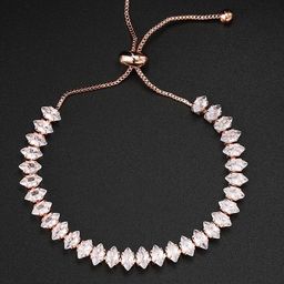 Peora Women American Diamond Rose Gold-Plated Charm Bracelet-55