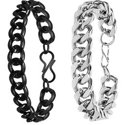 Mikado Men 2Pcs Black & Silver-Plated Link Bracelet-image-89