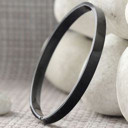 Priyaasi Men Black Silver-Plated Cuff Bracelet-image-42