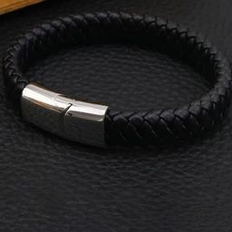 MEENAZ Men Leather Silver-Plated Kada Bracelet-image-97