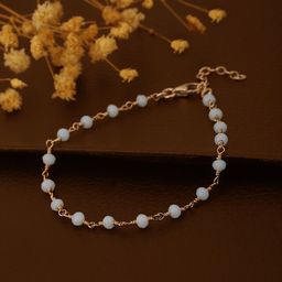 Carlton London Women Rose Gold-Plated & White Brass Charm Bracelet-image-15