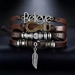 KARISHMA KREATIONS Unisex Set Of 2 Leather Multistrand Bracelet-43