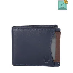 WildHorn Men Navy Blue Textured Two Fold Leather Wallet-image-83
