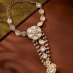 Priyaasi Gold-Plated Kundan Ring Bracelet-20