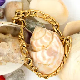 NAKABH Men Set Of 2 Black & Gold-Plated Link Bracelets-6