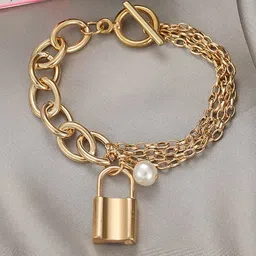 Jewels Galaxy Women Gold-Plated Link Bracelet-image-59