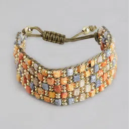 RICHEERA Women Gold-Plated Blue & Orange Armlet Bracelet-picture-17