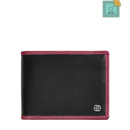 Eske Men Black & Magenta Leather Two Fold Wallet-image-69