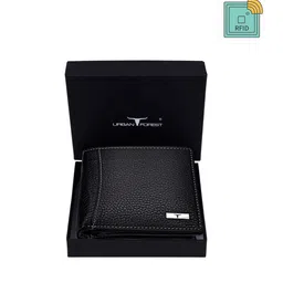 URBAN FOREST Men Black Leather Two Fold Wallet-55