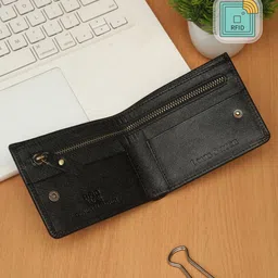 LOUIS STITCH Men Black Leather Two Fold Wallet-picture-5