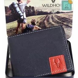 WildHorn Men RFID Blue Textured Leather Two Fold Wallet-22