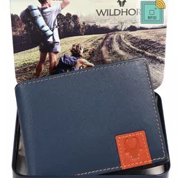 WildHorn Men RFID Blue Textured Leather Two Fold Wallet-31