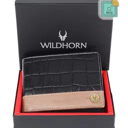 WildHorn Men Black & Tan Textured Leather Two Fold Wallet-0