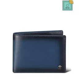 Lapis Bard Men Blue Embroidered Leather Two Fold Wallet-image-7