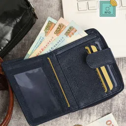 LOUIS STITCH Men Blue Zip Detail Leather Two Fold Wallet-53