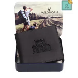 WildHorn Men Grey Textured RFID  Leather Two Fold Wallet-43