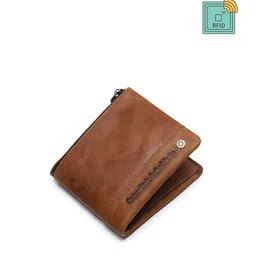 CONTACTS Men Brown Genuine Leather RFID Two Fold Wallet-24