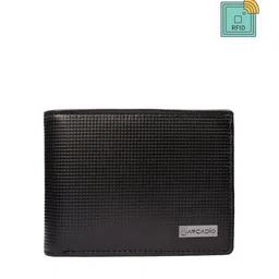ARCADIO Men Black Textured Leather RFID Two Fold Wallet-image-24