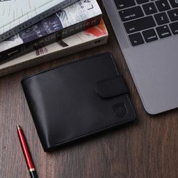 SAMTROH Men Black Textured Two Fold Wallet-3
