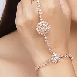 Anouk White Brass American Diamond Rose Gold-Plated Ring Bracelet-31