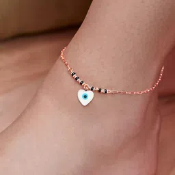MINUTIAE Rose Gold-Plated Beaded & Stone Studded Anklet-image-53