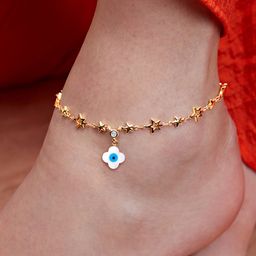 MINUTIAE Gold-Plated Crystal Studded Anklet-image-64