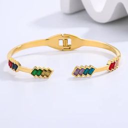 VIEN Gold-Plated Stainless Steel Cuff Bracelet-19