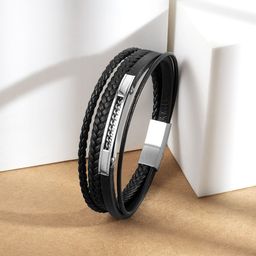 Peora Men Silver-Plated Wraparound Bracelet-image-104