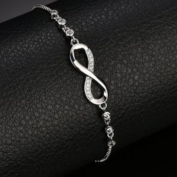 Yellow Chimes Women Silver-Plated Brass Crystals Bangle-Style Bracelet-32