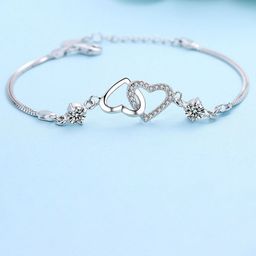 MYKI Women Cubic Zirconia Silver-Plated Charm Bracelet-43