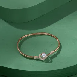 Zaveri Pearls Rose Gold-Plated Cubic Zirconia Kada Bracelet image 2