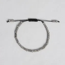 EL REGALO Silver-Toned & Black Textured Beaded Anklets image 4