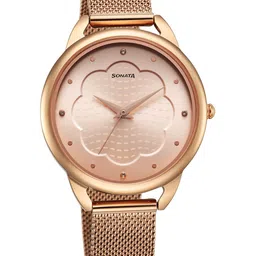 Sonata Women Brass Dial & Stainless Steel Bracelet Style Straps Analogue Watch 87051WM02-image-31
