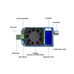 Electronic USB Load Tester, Adjustable Discharge Resistor Module 35W, Test and Trigger QC2.0 QC3.0 AFC 9V FCP, Intelligent Temperature Control with Cooling Fan - RS2818Electronic USB Load Tester, Adjustable Discharge Resistor Module 35W, Test and Trigger QC2.0 QC3.0 AFC 9V FCP, Intelligent Temperature Control with Cooling Fan - RS2818 image 3