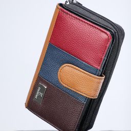 K London Women Colourblocked Leather Zip Around Wallet-17