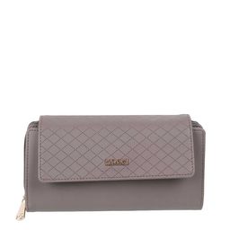 Mochi Women Grey Textured Three Fold Wallet-3