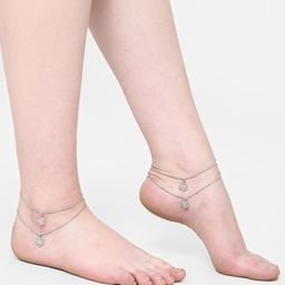 Anouk Silver-Plated Floral Charm Anklets-image-17