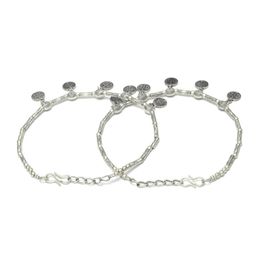 Priyaasi Set Of 2 Oxidised Silver-Toned & Plated Anklets image 3
