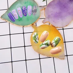 FEELHIGH Leaf Shape Resin Nail Art Painting Palette - Yellow-image-51