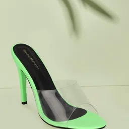 Bruno Manetti Green & Black Colourblocked Peep Toe Leather Stiletto-image-23