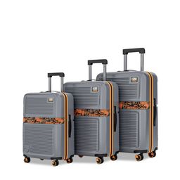 Urban Jungle Set Of 3 Grey Hard Luggage Trolley-30